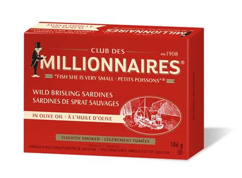 millionaires sardines|Millionnaires Wild Brisling Sardines, Mediterranean, 106g.